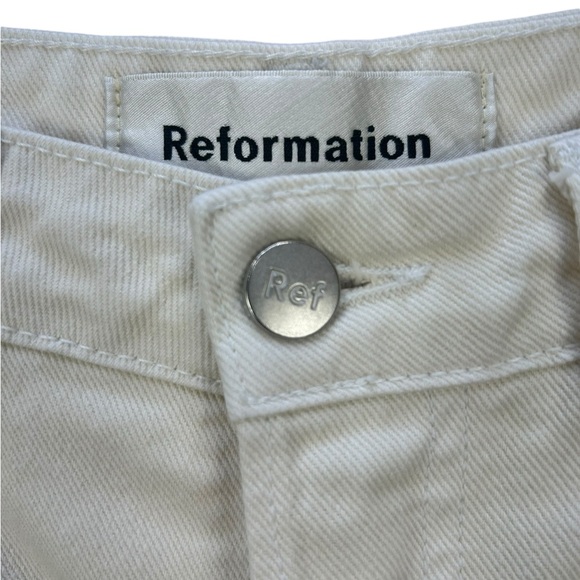 Reformation Fawcett Crop Wide Leg Jeans Size 24 Ivory Raw Hem - Picture 4 of 11